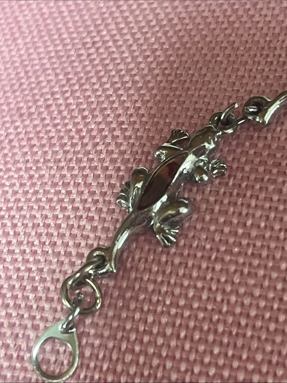 Silver alligator Bracelet with Crystal Accents